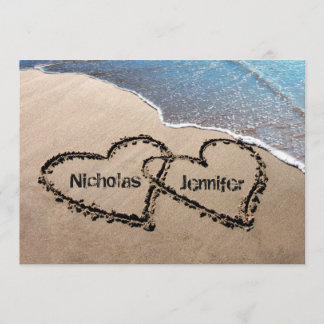 Invitación de Boda Dos Corazones en la Arena