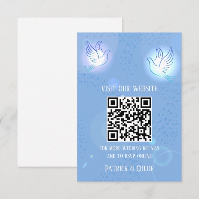 Invitación de boda Dove Iluminación azul (Anverso / Reverso)