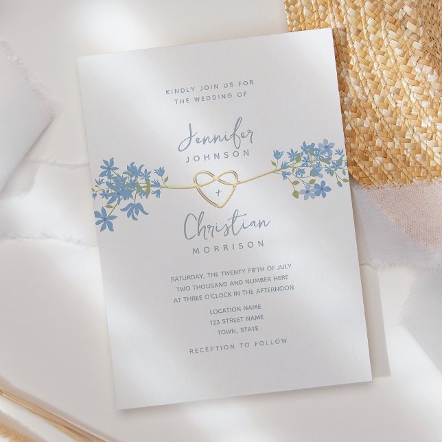 Invitación de boda Dusty Blue con flores silvestre (Subido por el creador)