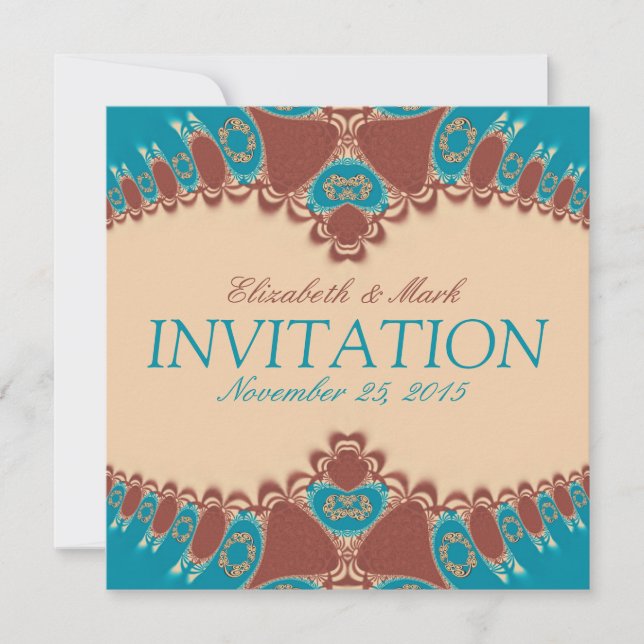 Invitación de boda Eastern Blue Sienna (Anverso)