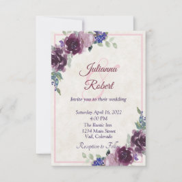Invitación de boda económica con flores de acuarel