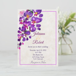 Invitación de boda económica de glicina púrpura