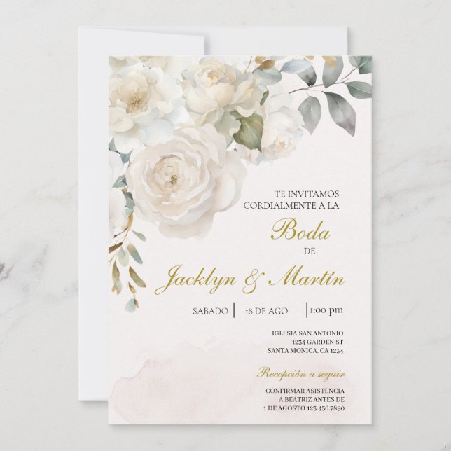 Invitación de boda editable (Anverso)