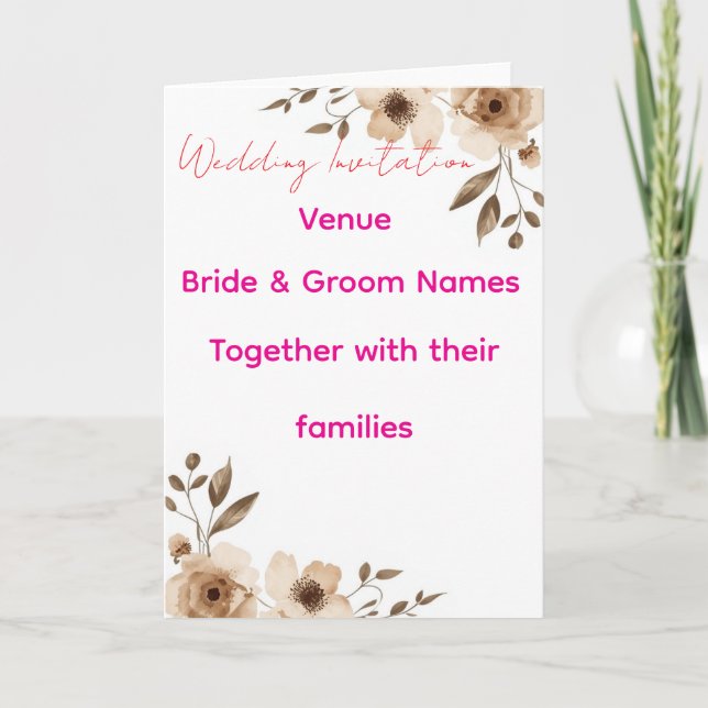 Invitación de Boda Editable 7x5 – Floral Elegante (Anverso)