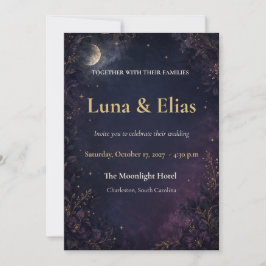 Invitación de boda editable con luna gótica celest