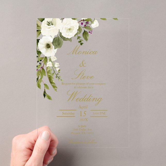 Invitación de boda editable de acrílico (Insitu (portátil))