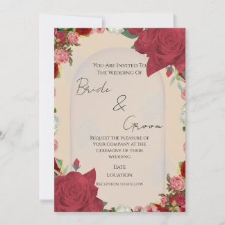 Invitación de boda editable – Diseño floral rojo