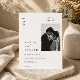 Invitación de boda editorial minimalista de lujo.