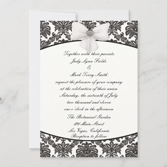 Invitación de boda Elegancia Damasco (Anverso)