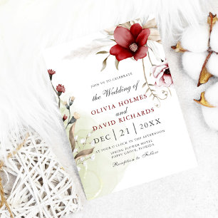 Invitación de Boda Elegancia de Invierno Borgoña