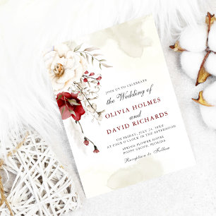 Invitación de Boda Elegancia de Invierno Borgoña
