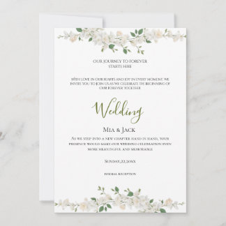 Invitación de boda elegancia floral blanca