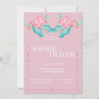 Invitación de boda Elegancia Floral Loto Rosa Bril