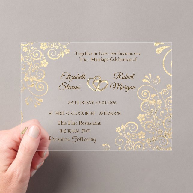 Invitación de boda Elegant Chic Gold Flowers (Insitu (portátil))