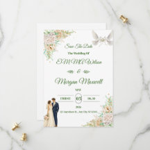 Invitación de boda Elegant Flora Save The Date