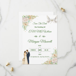 Invitación de boda Elegant Flora Save The Date