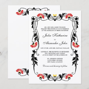 Invitación de boda Elegant Leaf Florals and Swirls