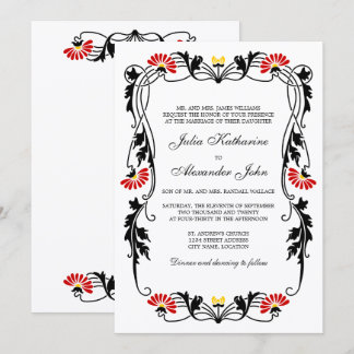 Invitación de boda Elegant Leaf Florals and Swirls