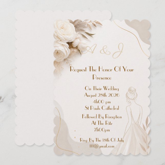 Invitación de boda elegante (Anverso / Reverso)