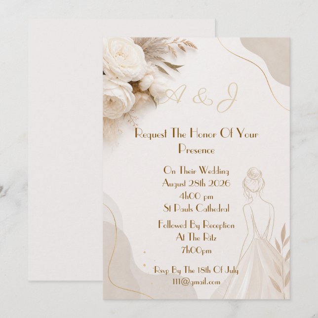 Invitación de boda elegante (Anverso / Reverso)