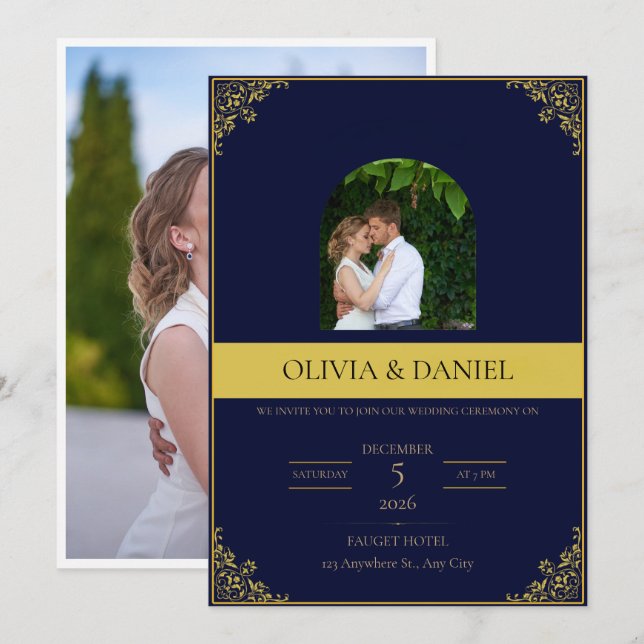 Invitación de Boda Elegante (Anverso / Reverso)