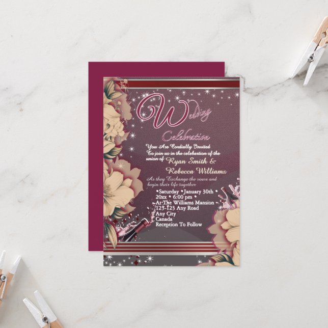 Invitación de Boda Elegante (Anverso/Reverso In Situ)