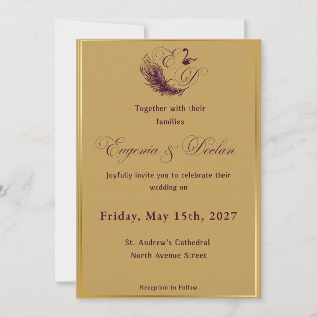 Invitación de boda elegante (Anverso)