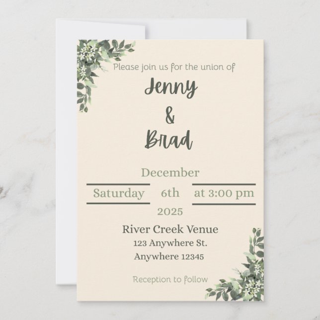 Invitación de boda elegante (Anverso)