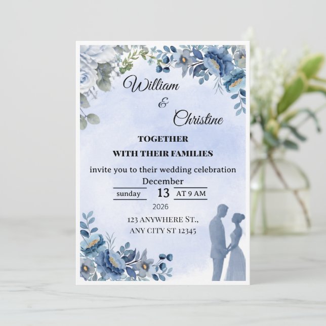 Invitación de boda elegante (Anverso de pie)