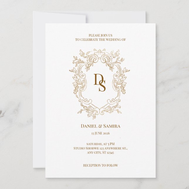 Invitación de boda elegante (Anverso)