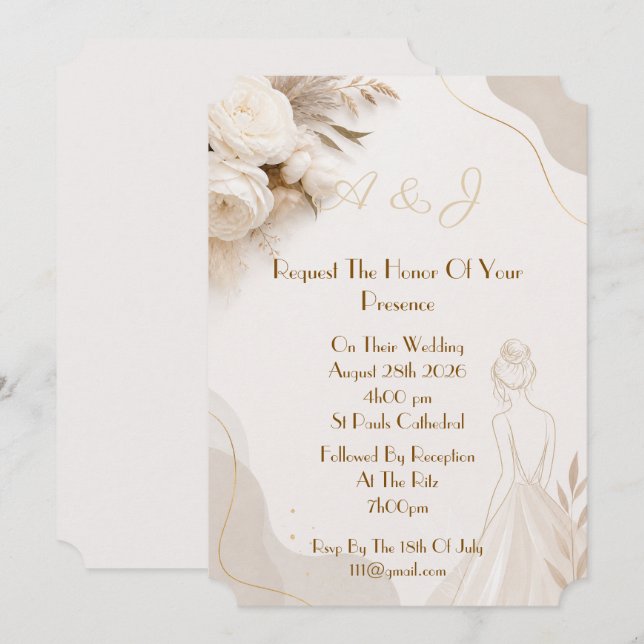 Invitación de boda elegante (Anverso / Reverso)