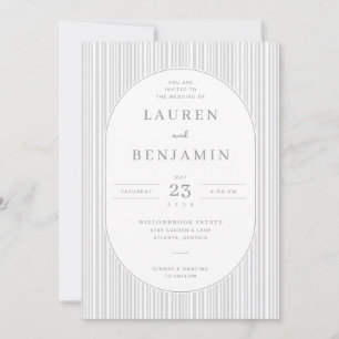 Invitación de boda elegante a rayas grises