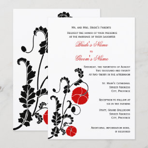 Invitación de boda elegante amapola roja