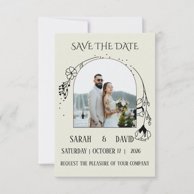 Invitación de boda Elegante Arqueada para Guardar  (Anverso)