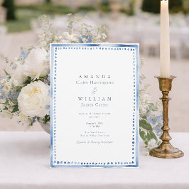 Invitación de boda elegante azul de finca francesa