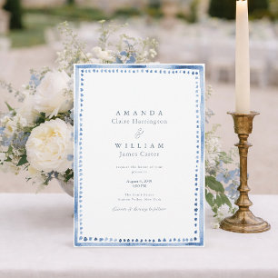 Invitación de boda elegante azul de finca francesa