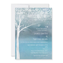 Invitación de boda elegante azul de invierno de ár