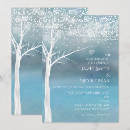 Invitación de boda elegante azul de invierno de ár