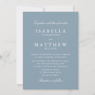 Invitación de boda elegante azul gris