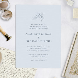 Invitación de boda elegante azul polvoriento