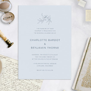 Invitación de boda elegante azul polvoriento