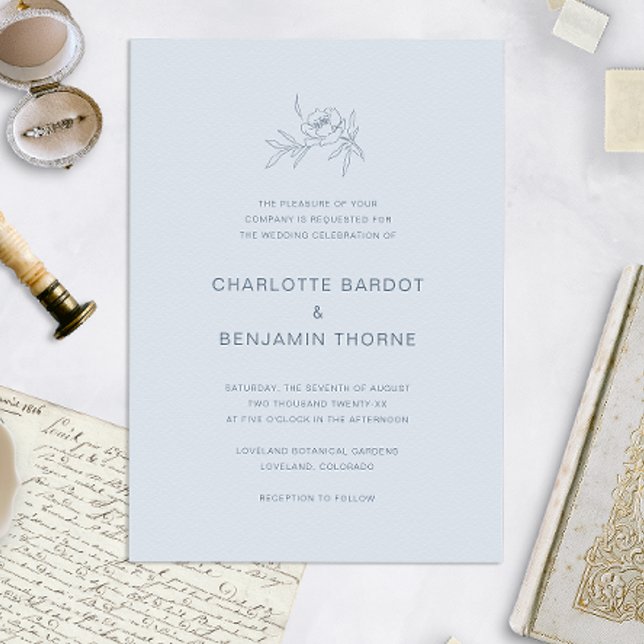 Invitación de boda elegante azul polvoriento (Subido por el creador)