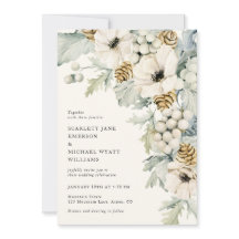 Invitación de boda elegante azul polvoriento