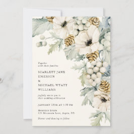 Invitación de boda elegante azul polvoriento