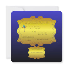 Invitación de boda elegante azul real editable | C