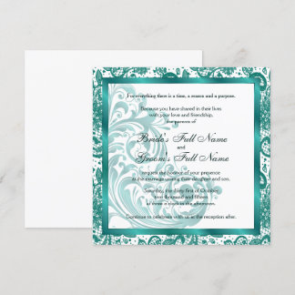 Invitación de boda elegante - Azul turquesa