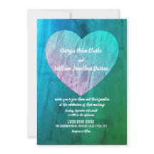 Invitación de boda elegante azul verde crepuscular