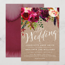 INVITACIÓN DE BODA| Elegante Boho floral rústico