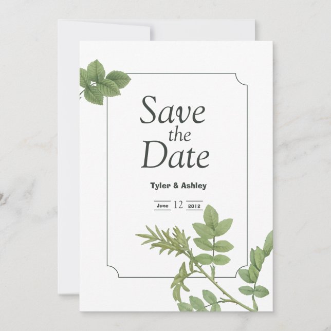 Invitación de boda elegante Boho Green Mint (Anverso)