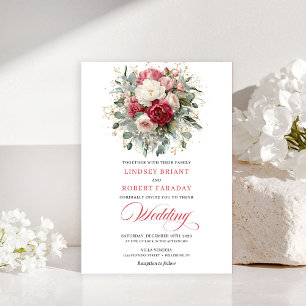 Invitación de boda elegante Boho rubor blanco vege
